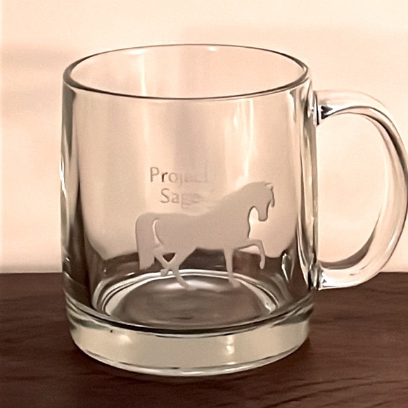 Horse Etched Clear Glass Coffee Mug 13oz Cup - Picture 2 of 5